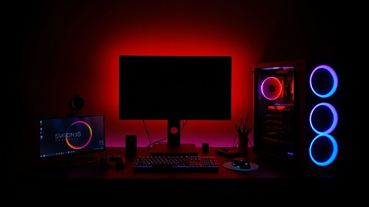 gaming desk setup